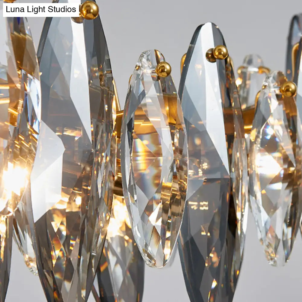 DecorBites™ Postmodern Smoke Grey Glass Leaf Suspension Lamp – Gold Restaurant Island Light