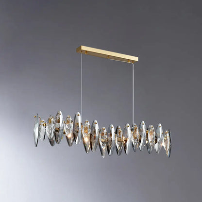 DecorBites™ Postmodern Smoke Grey Glass Leaf Suspension Lamp – Gold Restaurant Island Light