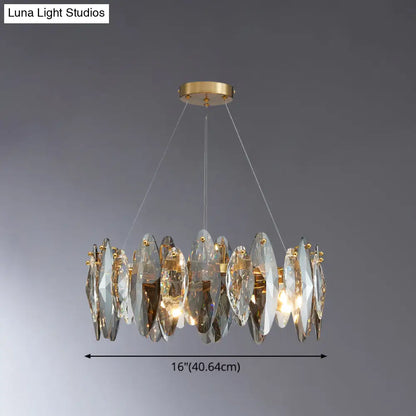 DecorBites™ Postmodern Smoke Grey Glass Leaf Suspension Lamp – Gold Restaurant Island Light