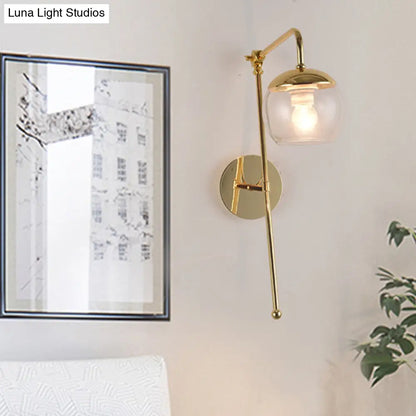 DecorBites™ Postmodern Swing Arm Wall Sconce Light with Clear Glass Shade in Black/Gold