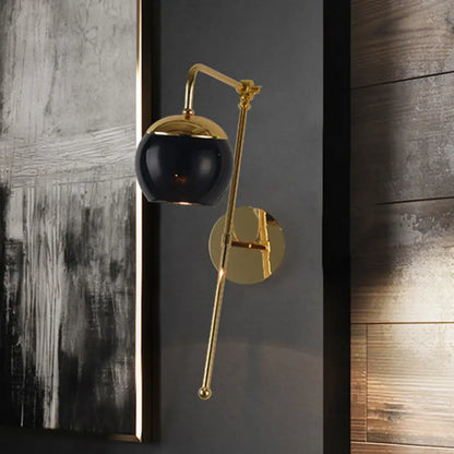 DecorBites™ Postmodern Swing Arm Wall Sconce Light with Clear Glass Shade in Black/Gold