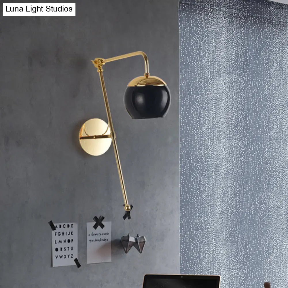 DecorBites™ Postmodern Swing Arm Wall Sconce Light with Clear Glass Shade in Black/Gold