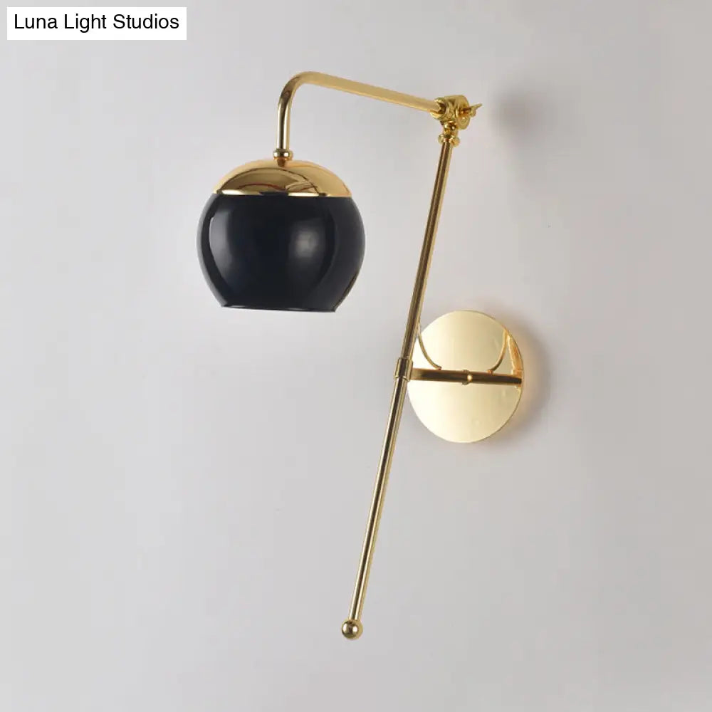 DecorBites™ Postmodern Swing Arm Wall Sconce Light with Clear Glass Shade in Black/Gold