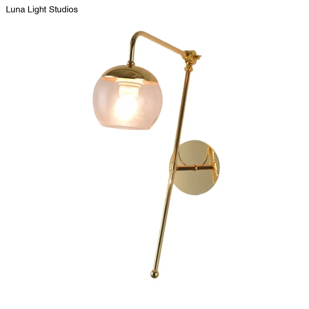 DecorBites™ Postmodern Swing Arm Wall Sconce Light with Clear Glass Shade in Black/Gold