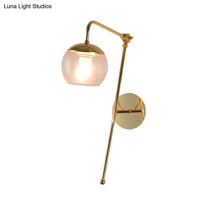 DecorBites™ Postmodern Swing Arm Wall Sconce Light with Clear Glass Shade in Black/Gold