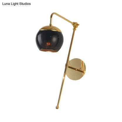 DecorBites™ Postmodern Swing Arm Wall Sconce Light with Clear Glass Shade in Black/Gold