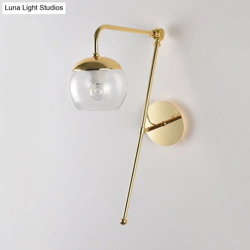 DecorBites™ Postmodern Swing Arm Wall Sconce Light with Clear Glass Shade in Black/Gold