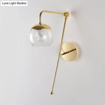 DecorBites™ Postmodern Swing Arm Wall Sconce Light with Clear Glass Shade in Black/Gold