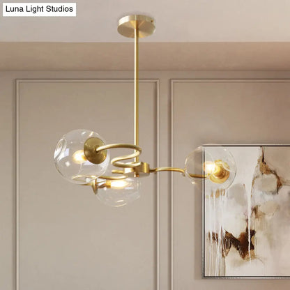 DecorBites™ Postmodern Transparent Glass 3-Light Flush Mount Chandelier for Bedroom in Brass