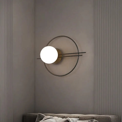 DecorBites™ Postmodern Wall Mounted Sconce Light with White Glass Shade in Black/Brass