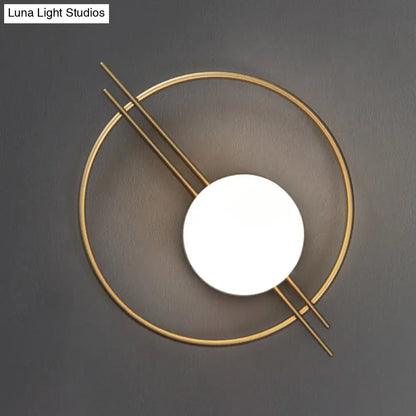 DecorBites™ Postmodern Wall Mounted Sconce Light with White Glass Shade in Black/Brass