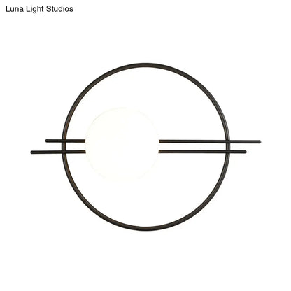 DecorBites™ Postmodern Wall Mounted Sconce Light with White Glass Shade in Black/Brass