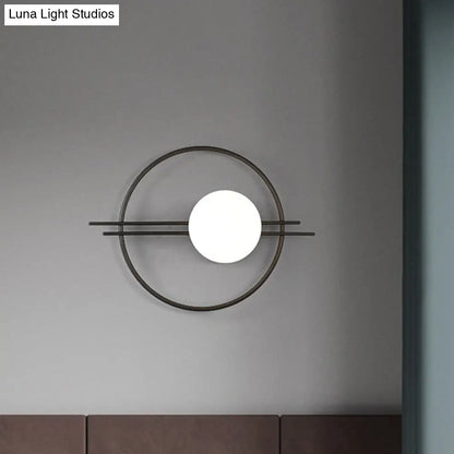 DecorBites™ Postmodern Wall Mounted Sconce Light with White Glass Shade in Black/Brass