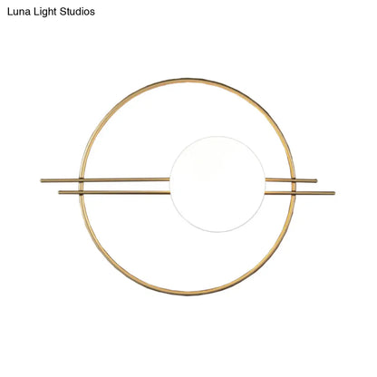 DecorBites™ Postmodern Wall Mounted Sconce Light with White Glass Shade in Black/Brass
