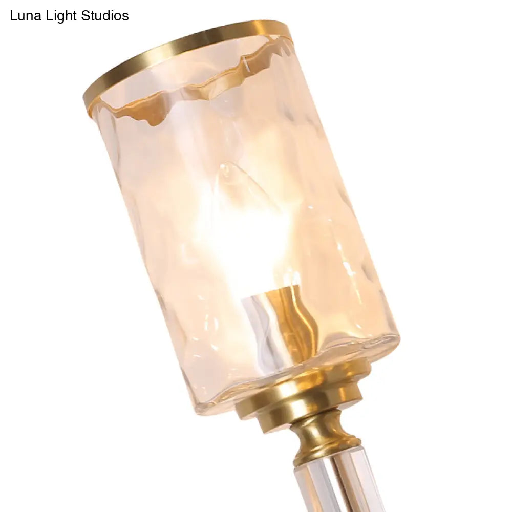 DecorBites™ Postmodern Water Glass Wall Sconce Light with Crystal Accents - Brass Finish
