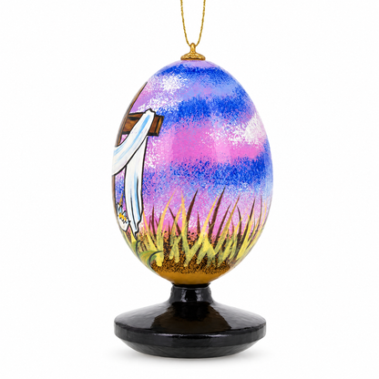 Rising Cross in the Sky Wooden Easter Egg Ornament