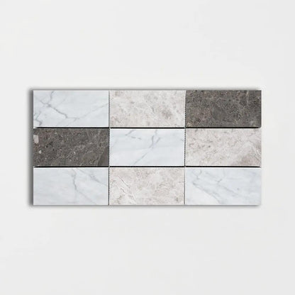 Praha Honed Subway On Mesh Marble Mosaics 8 1/2x16 3/4