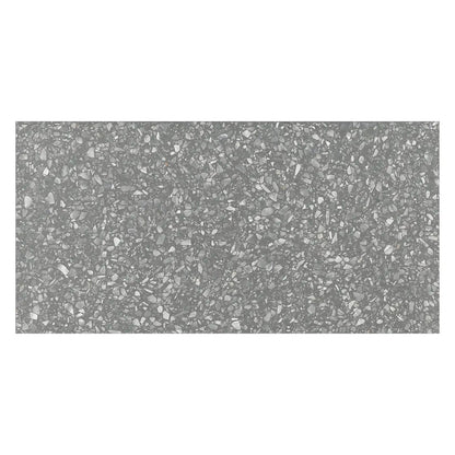 Precious Black Matte Terrazzo Look Porcelain Tiles 12x24