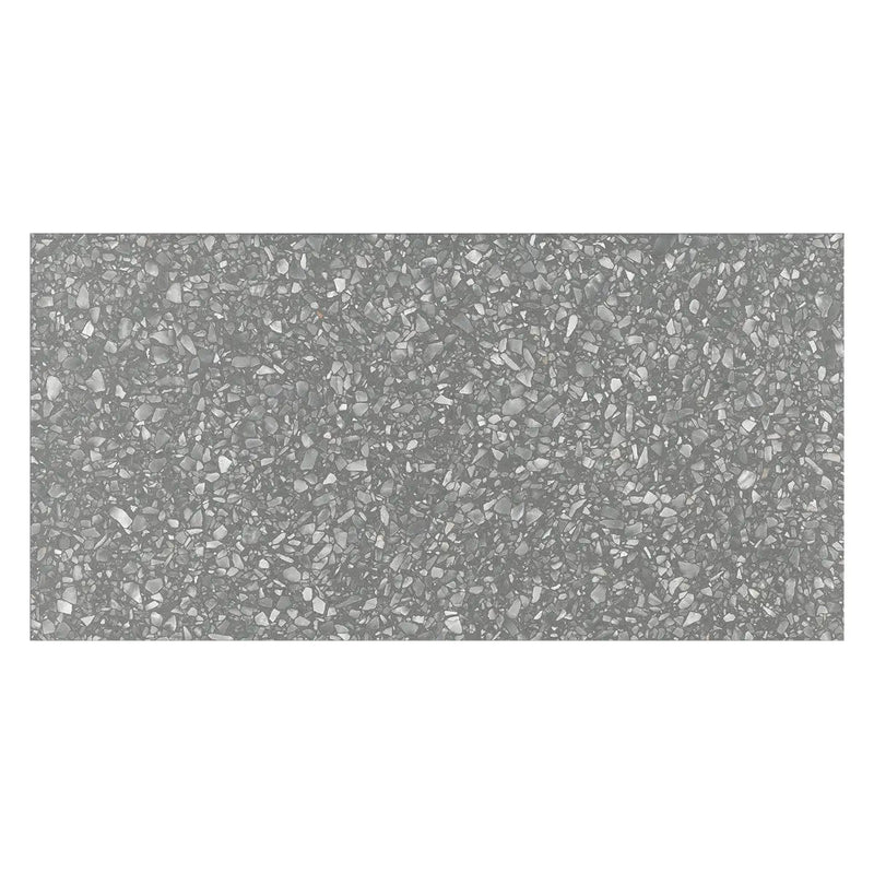 Precious Black Matte Terrazzo Look Porcelain Tiles 12x24