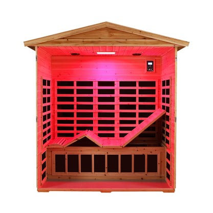 Thermora Deluxe 3-Person Outdoor Full Spectrum Low EMF Infrared Home Sauna With Bluetooth Speakers And LED Reading Light (SAK14098)