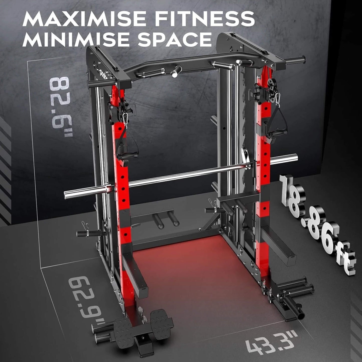 Rovix Premium All-In-One Squat Rack Power Cage With Smith Machine, 2000LBS (SAK59213)