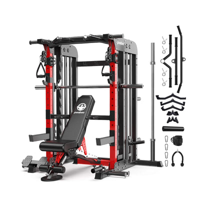 Rovix Premium All-In-One Squat Rack Power Cage With Smith Machine, 2000LBS (SAK59213)