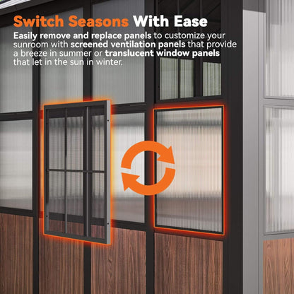 Alora Premium Hardtop Aluminum Sunroom Solarium With TV Mount And Sliding Doors (SAK60439)