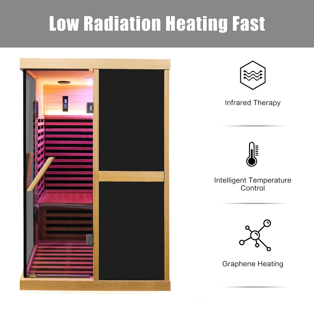 Thermora Premium Large 2-Person V-Shaped FAR Infrared Sauna Room With Double Glass Doors, 1980W (SAK96413)