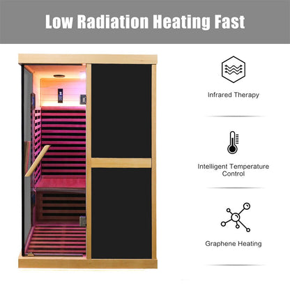 Thermora Premium Large 2-Person V-Shaped FAR Infrared Sauna Room With Double Glass Doors, 1980W (SAK96413)