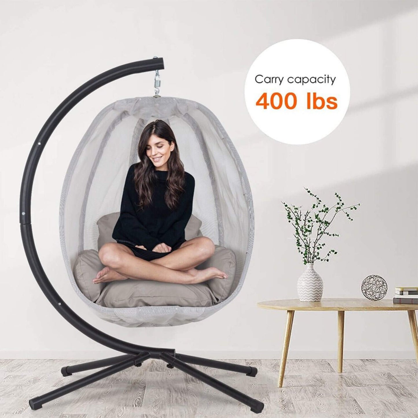 Premium Outdoor Hammock Egg Swing Chair With Stand, 70" (SAK42317)