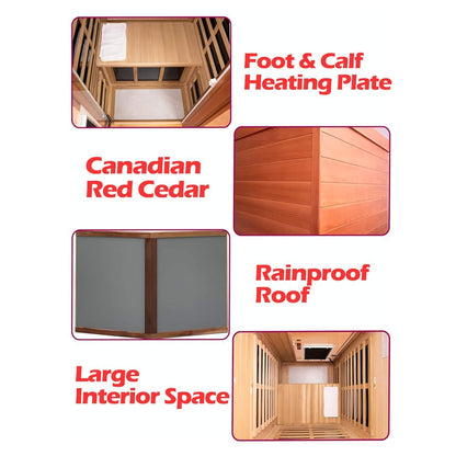 Thermora Premium 1-Person Outdoor Red Cedar Infrared Sauna With Low EMF, Chromotherapy And Bluetooth (SAK32783)
