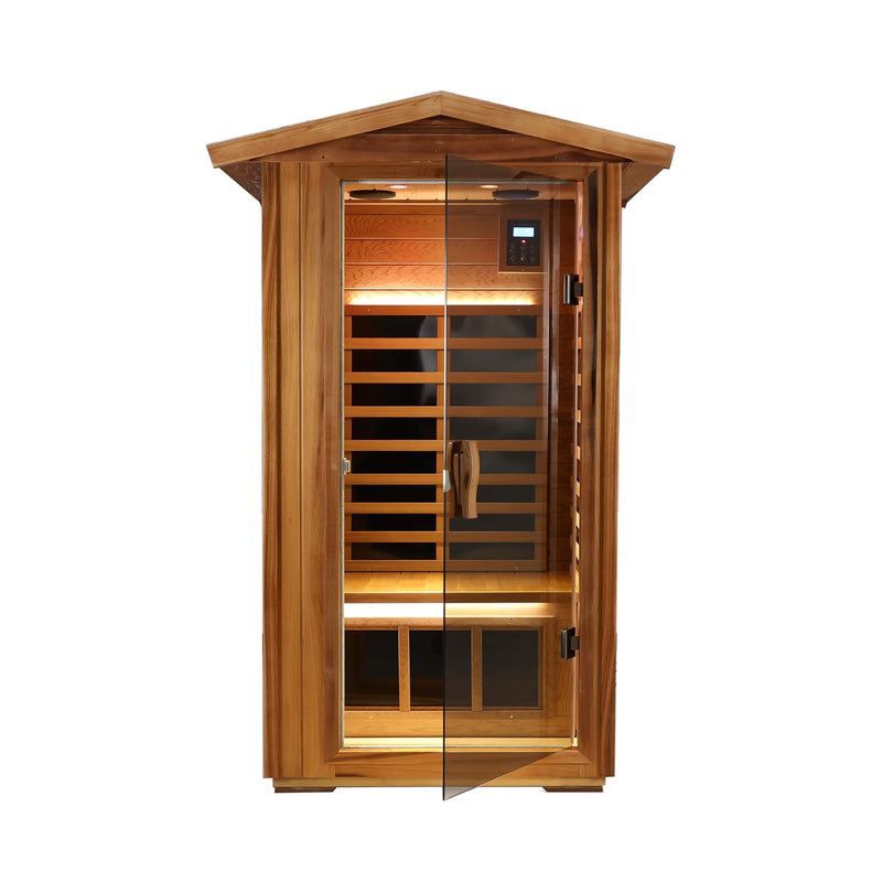 Thermora Premium 1-Person Outdoor Red Cedar Infrared Sauna With Low EMF, Chromotherapy And Bluetooth (SAK32783)