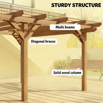 [09X12FT] Premium Outdoor Wooden Grape Trellis Pergola (SAK18579)