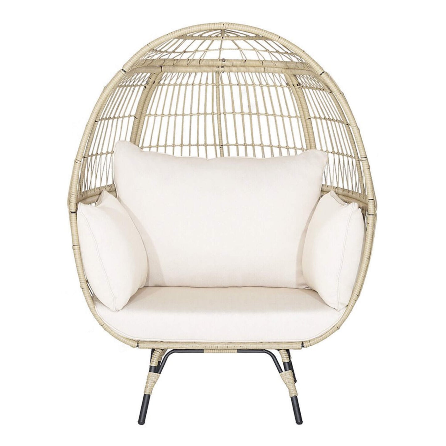 Premium Oversized Rattan Patio Egg Lounge Chair Basket With Cushions, 57" (SAK91684)