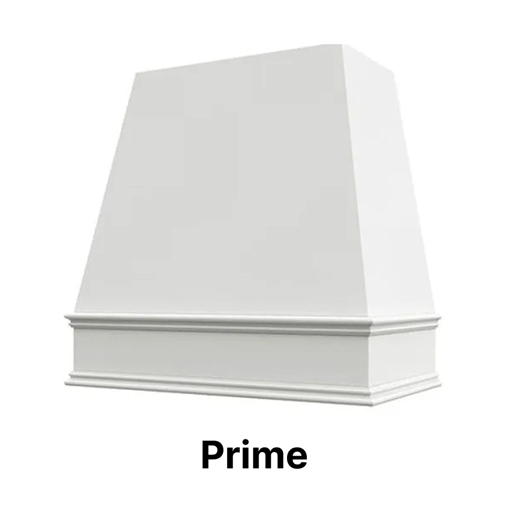 Wood Range Hood With Tapered Front and Decorative Trim - 30", 36", 42", 48", 54" and 60" Widths Available