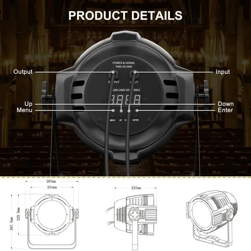 Professional black big dipper led par stage spotlight with digital display