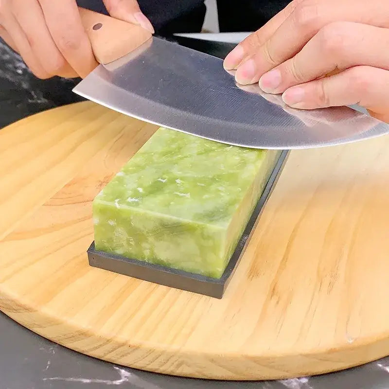 Professional green stone knife sharpener set kitchen honing block