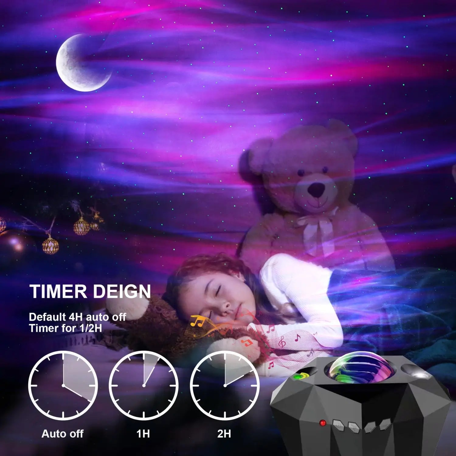 Projection Lamp with Water Pattern Light and Bluetooth Music