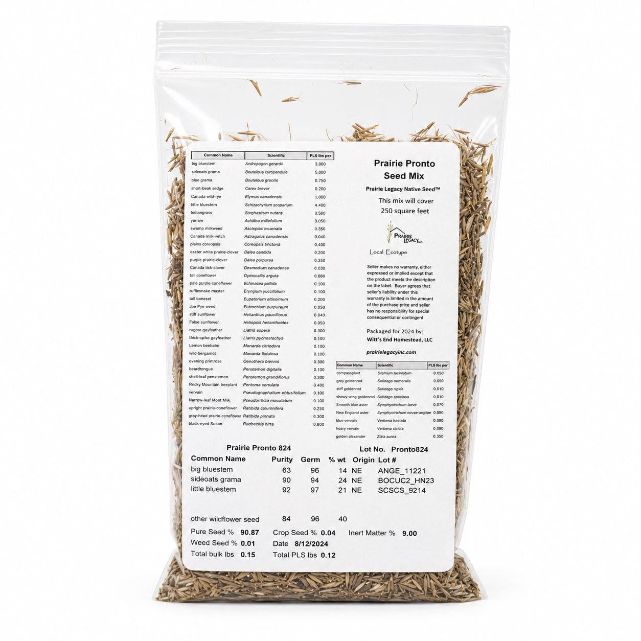 Prairie Pronto Native Nebraska Seed Mix | 2.4 oz | Prairie Legacy Inc.