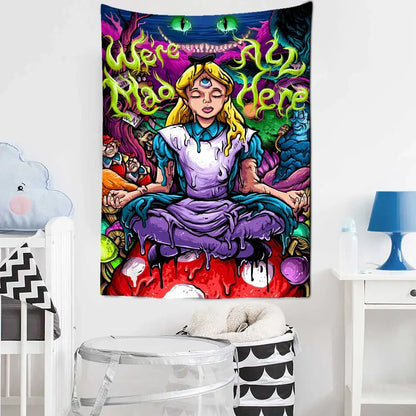 Psychedelic alice anime girl tapestry wall hanging bedroom decor