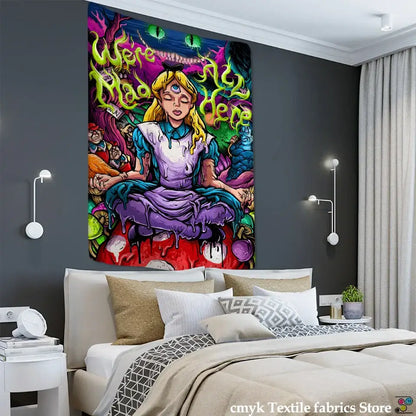 Psychedelic alice anime girl tapestry wall hanging bedroom decor