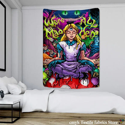 Psychedelic alice anime girl tapestry wall hanging bedroom decor