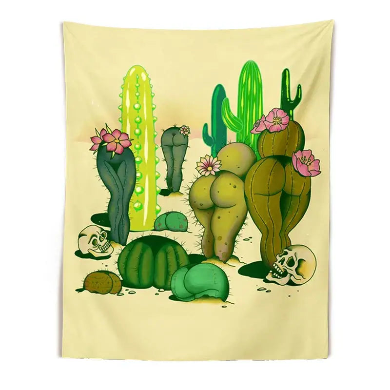 Psychedelic beige mushroom girl tapestry bedroom wall decor