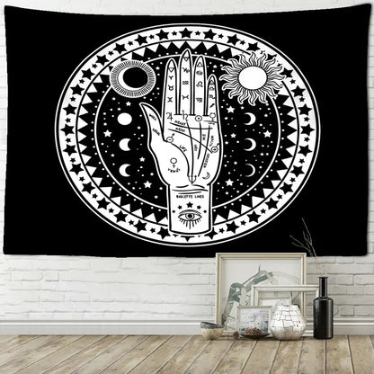 Psychedelic black cat wall hanging bedroom bat wing tapestry