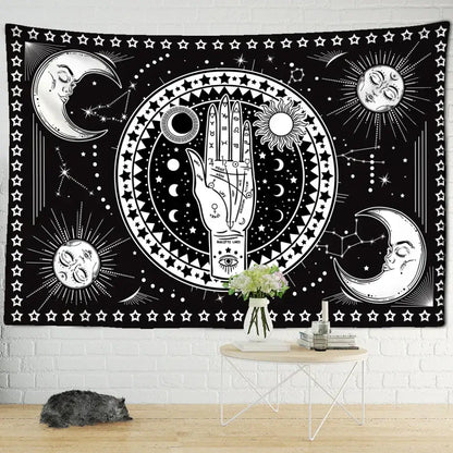 Psychedelic black cat wall hanging bedroom bat wing tapestry