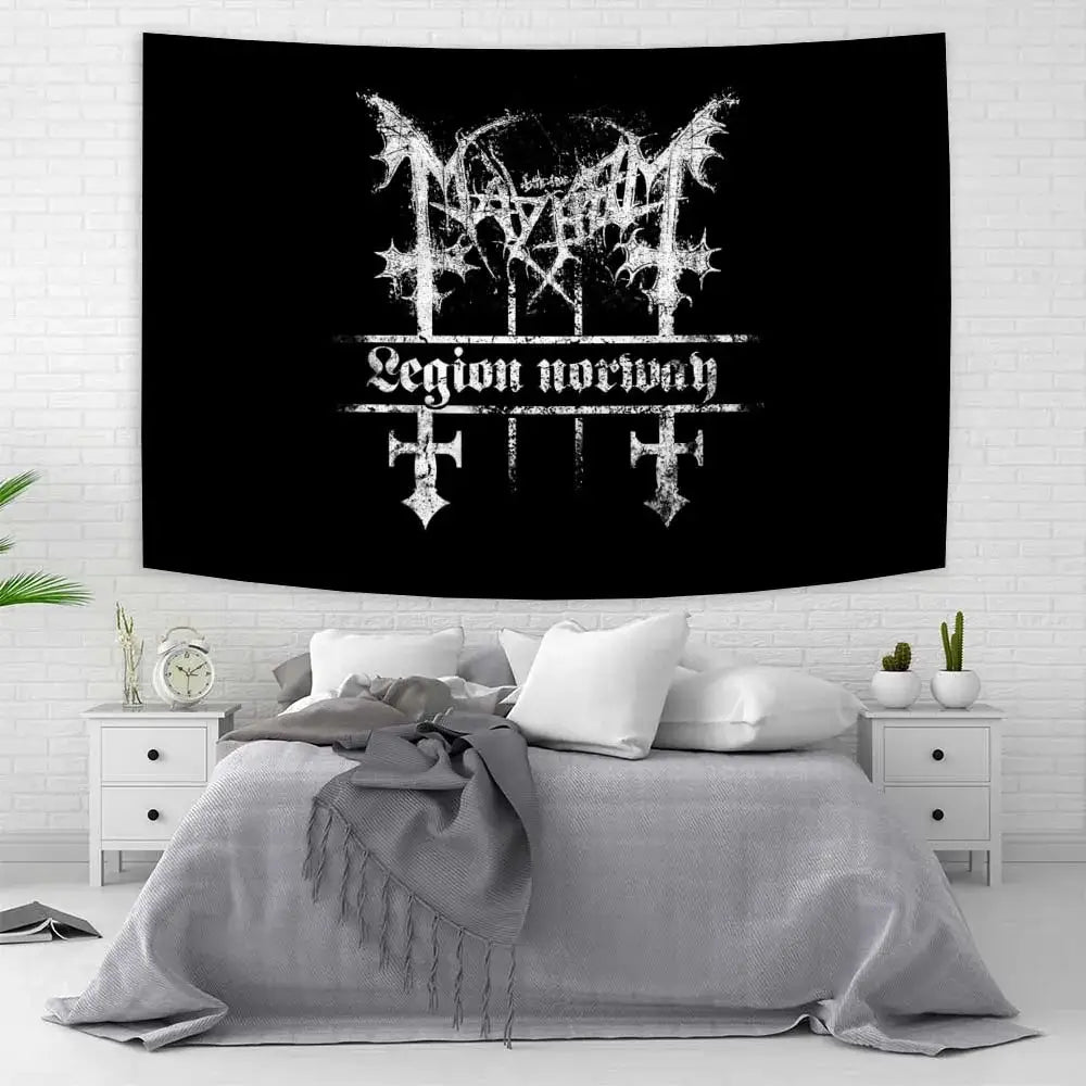Psychedelic black metal flag banner bedroom silk screen wall art