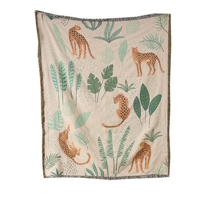 Psychedelic ethnic tapestry sofa blanket olive & pink living room