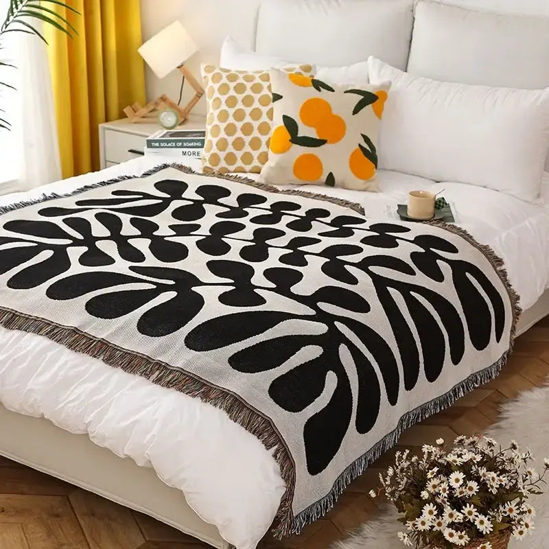 Psychedelic ethnic tapestry sofa blanket olive & pink living room