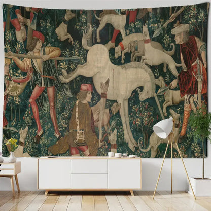 Psychedelic gold peacock cute skeleton tapestry bedroom wall hanging