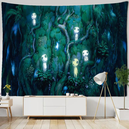 Psychedelic gold peacock cute skeleton tapestry bedroom wall hanging